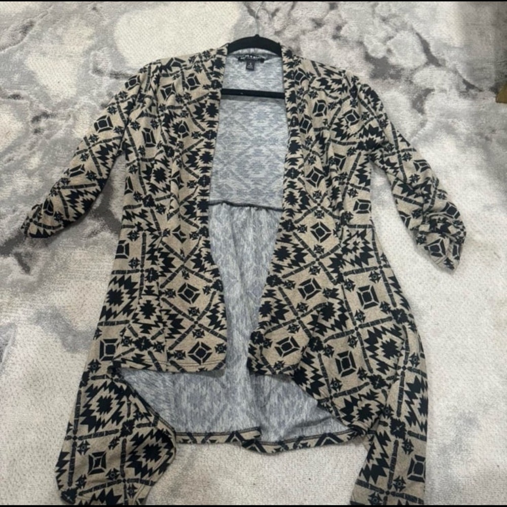 black and tan print cardigan women’s small